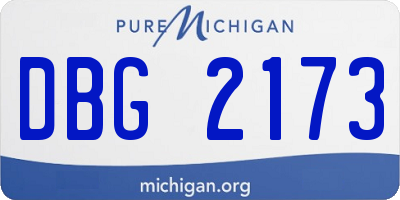 MI license plate DBG2173