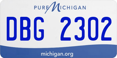 MI license plate DBG2302