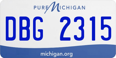 MI license plate DBG2315