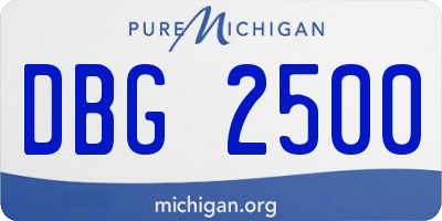 MI license plate DBG2500