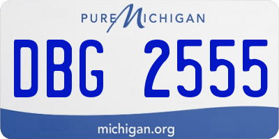 MI license plate DBG2555