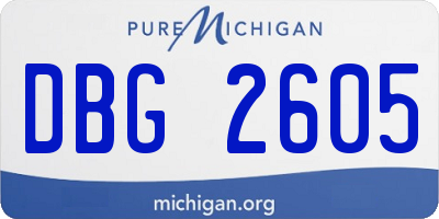 MI license plate DBG2605