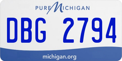 MI license plate DBG2794