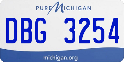 MI license plate DBG3254