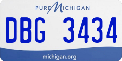 MI license plate DBG3434