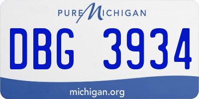 MI license plate DBG3934