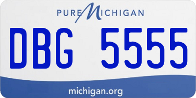 MI license plate DBG5555