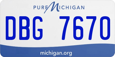MI license plate DBG7670