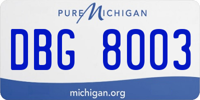 MI license plate DBG8003
