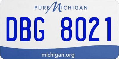 MI license plate DBG8021