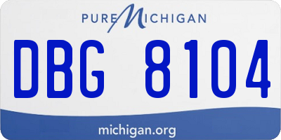 MI license plate DBG8104
