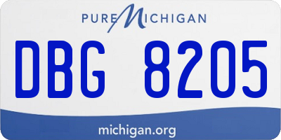 MI license plate DBG8205