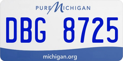 MI license plate DBG8725