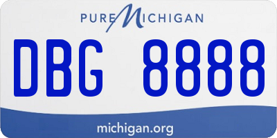 MI license plate DBG8888