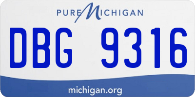MI license plate DBG9316