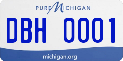 MI license plate DBH0001
