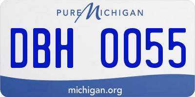 MI license plate DBH0055