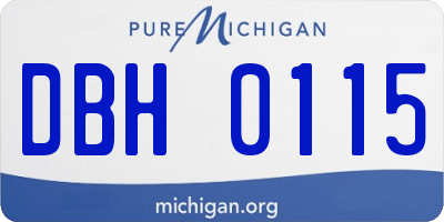 MI license plate DBH0115