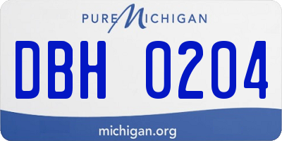 MI license plate DBH0204