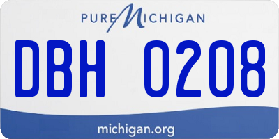 MI license plate DBH0208