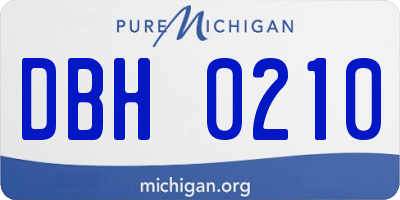 MI license plate DBH0210