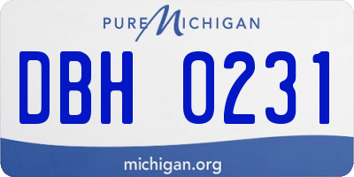 MI license plate DBH0231