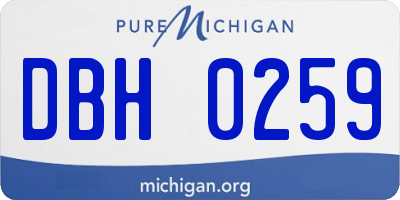 MI license plate DBH0259