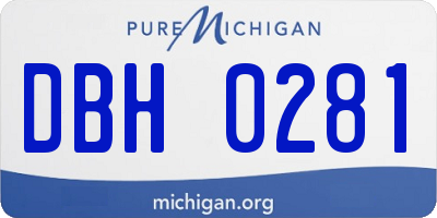 MI license plate DBH0281