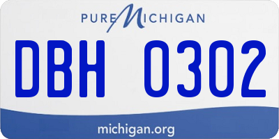 MI license plate DBH0302