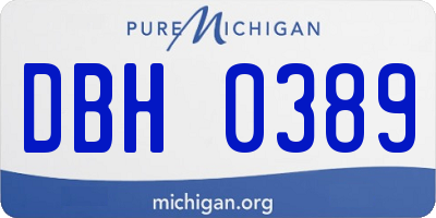 MI license plate DBH0389