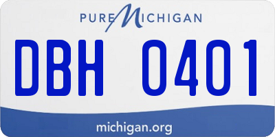 MI license plate DBH0401