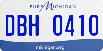 MI license plate DBH0410