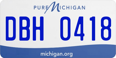 MI license plate DBH0418