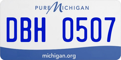 MI license plate DBH0507