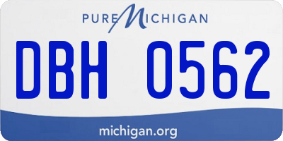 MI license plate DBH0562
