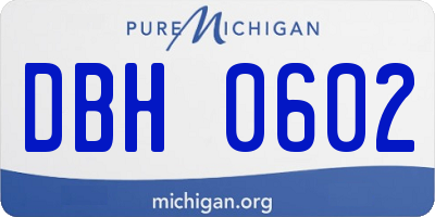 MI license plate DBH0602
