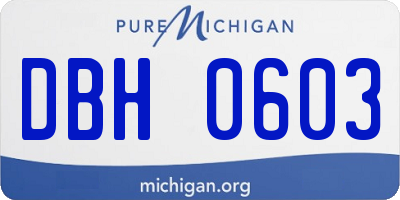 MI license plate DBH0603