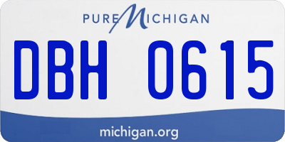 MI license plate DBH0615