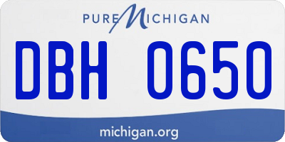 MI license plate DBH0650
