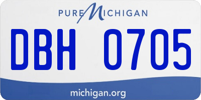 MI license plate DBH0705