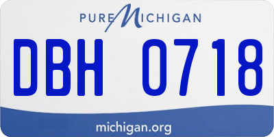 MI license plate DBH0718