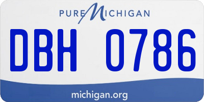 MI license plate DBH0786