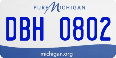 MI license plate DBH0802