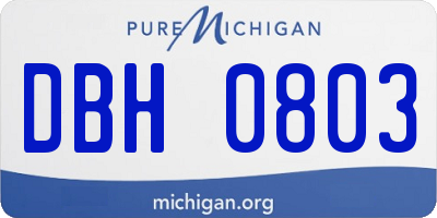 MI license plate DBH0803