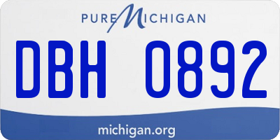 MI license plate DBH0892