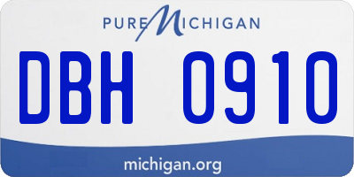 MI license plate DBH0910
