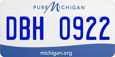 MI license plate DBH0922