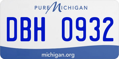 MI license plate DBH0932