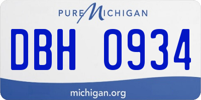 MI license plate DBH0934