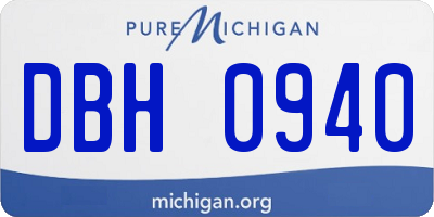 MI license plate DBH0940